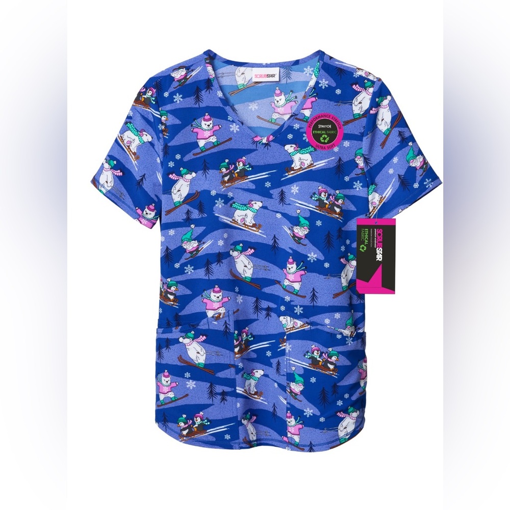 Scrubstar Women's Winter Chillin Scrub Top, Sizes Medium